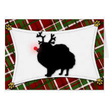 Pomeranian Reindeer Christmas Card