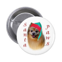 Pomeranian Santa Paws - Button
