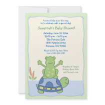 Pond Friends Frog Turtle Baby Shower Invitation