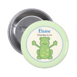 Pond Friends Frog Turtle NAME TAG Custom Button