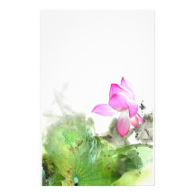 POND LOTUS l Chinese Brush Painting Art Customized Stationery