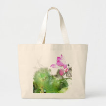 POND LOTUS l Chinese Brush Painting Art Tote Bags