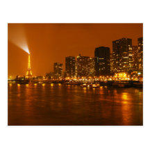 Pont Mirabeau Paris France Night Skyline Panorama Postcard