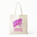 Pony bag purple & cream tote library bag