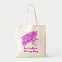Pony bag purple & cream tote library bag