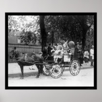 Pony Cart Girl and Dogs 1921 Print