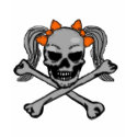 Ponytail skull and crossbones with orange bows t-shirts