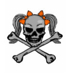 Ponytail skull and crossbones with orange bows t-shirts