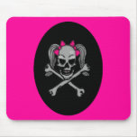 Ponytail skull decal pink mousepads