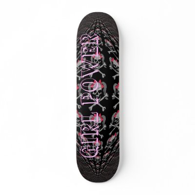 Ponytail skull tile skateboard by hadleymonster