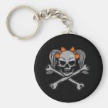 Ponytail skull w/ orange bows key chains