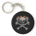 Ponytail skull w/ orange bows keychains