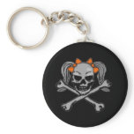 Ponytail skull w/ orange bows keychains