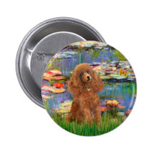 Poodle (Apricot 10) - Lilies 2 Pinback Button