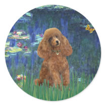 Poodle (Apricot 10) - Lilies 5 Round Sticker