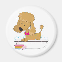 Poodle Bath Fridge Magnet