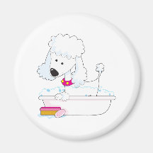 Poodle Bath Fridge Magnets