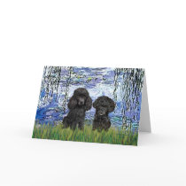 Poodle Pair (black) - Lilies 6 Greeting Cards