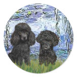 Poodle Pair (black) - Lilies 6 Stickers