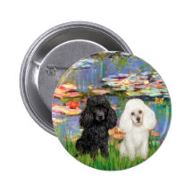 Poodle Pair (BW) - Lilies 2 Pins
