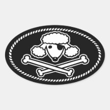 Poodle Pirate 1cl Oval Sticker
