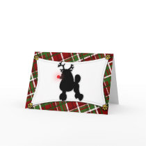 Poodle Reindeer Christmas Card