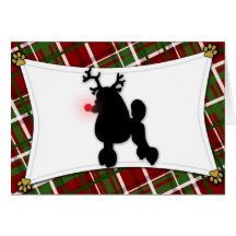 Poodle Reindeer Christmas Card