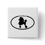 Poodle Silhouette Black Button