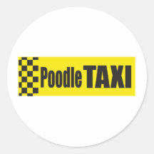 Poodle Taxi Round Sticker