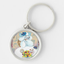Poodle Tea Party Cupcake Key Chain