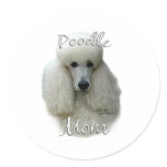 Poodle (wht) Mom 2 Round Sticker