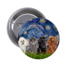 Poodles (four) - Starry Night Buttons