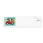 Poodles in Vintage Red Convertible Bumper Sticker