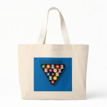 Pool Balls on Blue Felt Billiards Table: Tote Bag