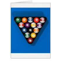 Pool Balls on Blue Felt Billiards Table: