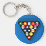 Pool Balls on Blue Felt Billiards Table: Key Chain