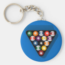 Pool Balls on Blue Felt Billiards Table: Key Chain