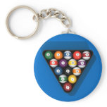 Pool Balls on Blue Felt Billiards Table: keychains