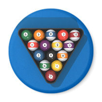 Pool Balls on Blue Felt Billiards Table: