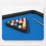 Pool Balls on Blue Felt Billiards Table: Mouse Pads