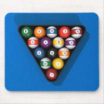 Pool Balls on Blue Felt Billiards Table:
