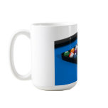 Pool Balls on Blue Felt Billiards Table: mugs