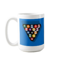 Pool Balls on Blue Felt Billiards Table: Coffee Mug