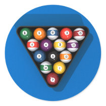 Pool Balls on Blue Felt Billiards Table:
