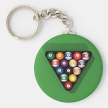 Pool Balls on Green Felt Billiards Table: Keychains