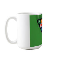 Pool Balls on Green Felt Billiards Table: Coffee Mug