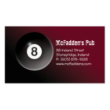 Pool - Billiards 8 Ball Business Card Burgundy
