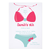 Pool Party Birthday Custom Invite
