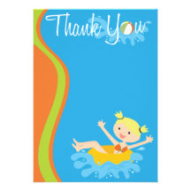 Pool Party Blonde Thank You Personalised Invites