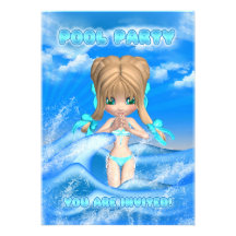 pool party invitation card - modern pool party car